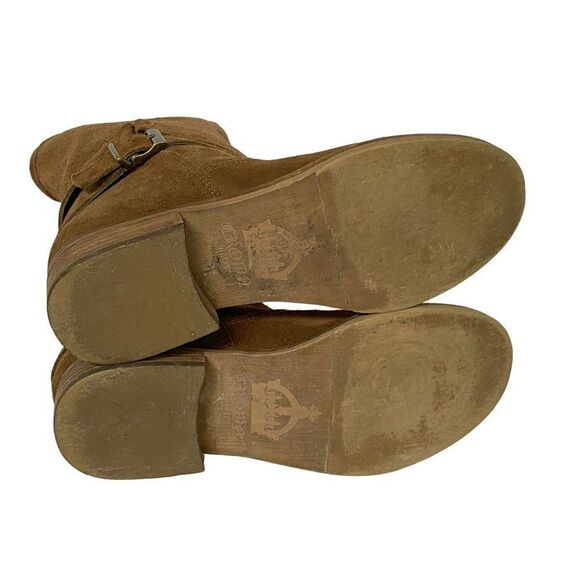 Vintage Chroma Pierced Suede Booties Boots Pull-On Brown Block Heel Leather 8M - Picture 7 of 10